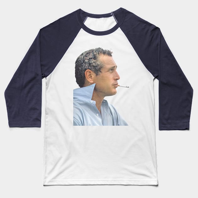 Paul Newman Retro Fan Artwork Baseball T-Shirt by CultOfRomance